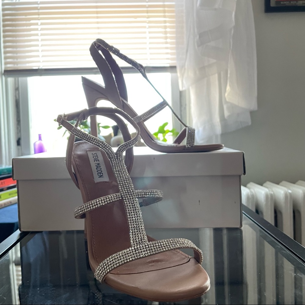 Steve Madden Sz 9 Nude Sparkle Heel PROM SEMI FORMAL